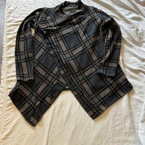 12 Pm By Mon Ami Black and Gray Plaid Cardigan